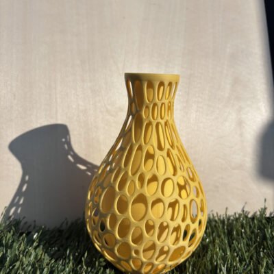 Voronoi Vaas - Matte Geel - M