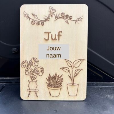 Houten naambordje A5 formaat